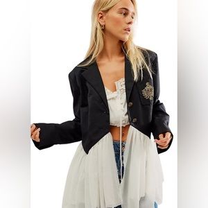 Free People Ballet School Blazer / Size: Small / Color-Navy
